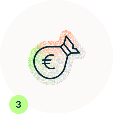 Grafik eines roten Geldsacks mit goldenem Euro-Zeichen sowie Geldmünzen, die neben dem Geldsack gestapelt sind.